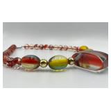 Colorful Vintage Lucite Bead Necklace with Large Pendant