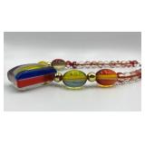 Colorful Vintage Lucite Bead Necklace with Large Pendant