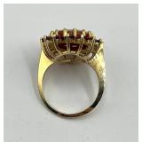 14k Gold Cameo Ring with Purple Stones