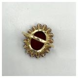14k Gold Cameo Ring with Purple Stones