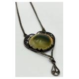 Sterling Silver Filigree Heart Pendant Necklace with Cat