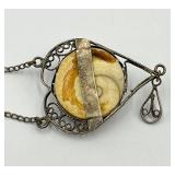 Sterling Silver Filigree Heart Pendant Necklace with Cat