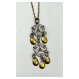 925 Norwegian Solje Necklace with Gold Drop Accents