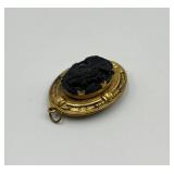 Antique Black Glass Cameo Pendant Locket