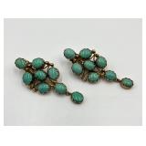 Pair of 925 Turquoise Clip-On Earrings with Gold Tone Setting