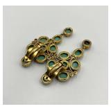 Pair of 925 Turquoise Clip-On Earrings with Gold Tone Setting