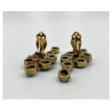 Pair of 925 Turquoise Clip-On Earrings with Gold Tone Setting