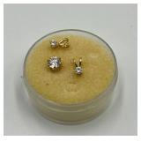14k Gold Stud Earring and Two Small Diamond Pendants