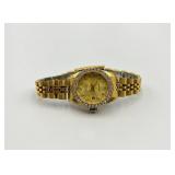 Gruen Gold-Tone Stainless Steel Watch with Crystal Accents