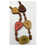 Tagua Nut Necklace with Multicolor Beads