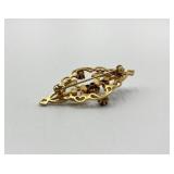 Vintage Gold Tone Brooch with Opal, Sapphires, Pearls and Rhinestones