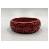 Carved Cinnabar Bangle Bracelet