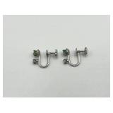 14k Screw-On Earrings with Green and Clear Stones