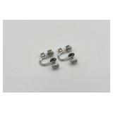 14k Screw-On Earrings with Green and Clear Stones