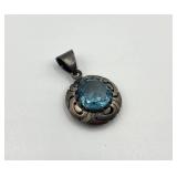Sterling Silver 925 Blue Topaz Pendant