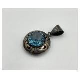 Sterling Silver 925 Blue Topaz Pendant