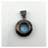 Sterling Silver 925 Blue Topaz Pendant