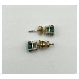 14k Gold Emerald Stud Earrings