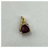 14k Gold Pendant with Garnet and Accent Stones