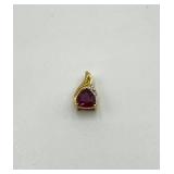 14k Gold Pendant with Garnet and Accent Stones