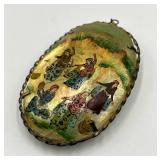 Hand Painted Double-Sided Mother of Pearl Pendant