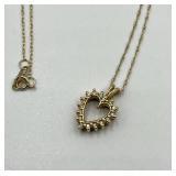 10k Gold Heart Pendant Necklace with Diamond Accents