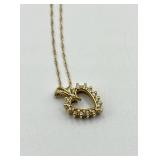 10k Gold Heart Pendant Necklace with Diamond Accents