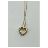 10k Gold Heart Pendant Necklace with Diamond Accents