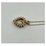 10k Gold Heart Pendant Necklace with Diamond Accents