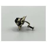 Mexican Carved Black Onyx Screw Back Earrings