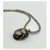 Sterling Silver Scarab Beetle Pendant Necklace