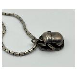 Sterling Silver Scarab Beetle Pendant Necklace