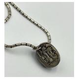 Sterling Silver Scarab Beetle Pendant Necklace
