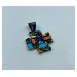 Sterling Silver Mosaic Cross Pendant