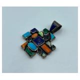 Sterling Silver Mosaic Cross Pendant