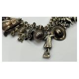 Sterling Silver Charm Bracelet with Western and Themed Charms