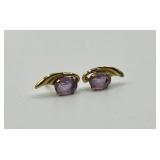 Pair of 14k Gold Amethyst Stud Earrings