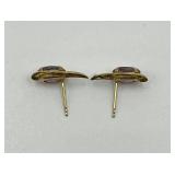 Pair of 14k Gold Amethyst Stud Earrings