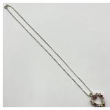 925 Sterling Silver Multi Gemstone Heart Pendant Necklace