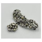 Star Brand Silver Tone Pearl and Rhinestone Brooch Pin