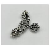 Star Brand Silver Tone Pearl and Rhinestone Brooch Pin