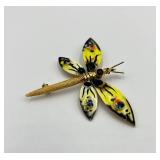 Enamel Dragonfly Brooch Pin with Moveable Wings