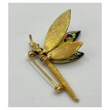 Enamel Dragonfly Brooch Pin with Moveable Wings