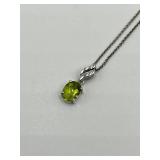 Tiffany & Co. 14K Peridot Pendant Necklace with 925 Silver Chain