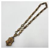 Victorian Book Chain Necklace with Ornate Locket Pendant