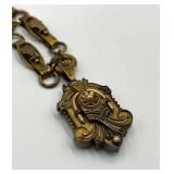 Victorian Book Chain Necklace with Ornate Locket Pendant