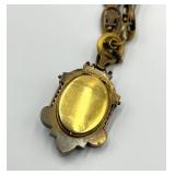 Victorian Book Chain Necklace with Ornate Locket Pendant