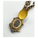 Victorian Book Chain Necklace with Ornate Locket Pendant