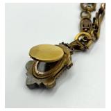Victorian Book Chain Necklace with Ornate Locket Pendant