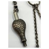 Victorian Chatelaine with Four Silver Bottles and Coin Motif